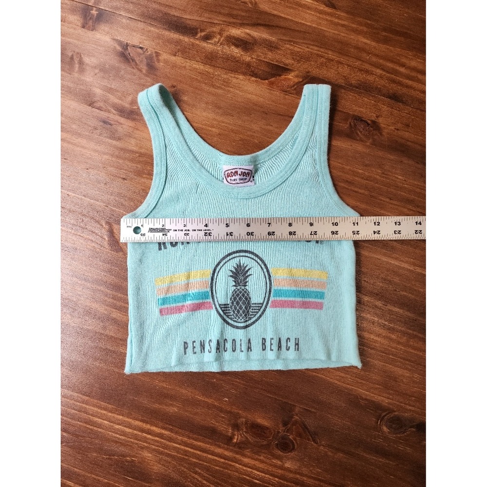 Ron Jon Surf Shop Crop Tank Top Womens XS Teal Pineapple Pensacola Beach - Picture 6 of 6